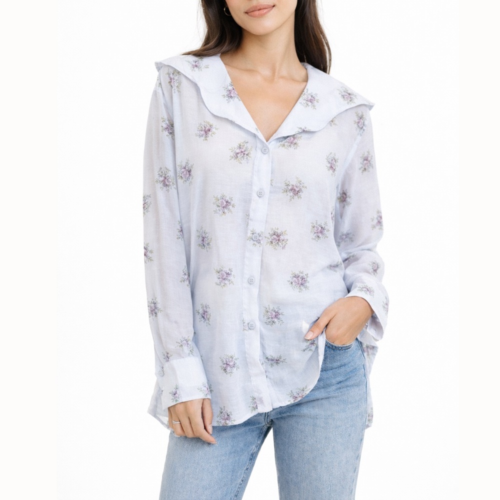 Ganni. Organza Floral‎ Top.